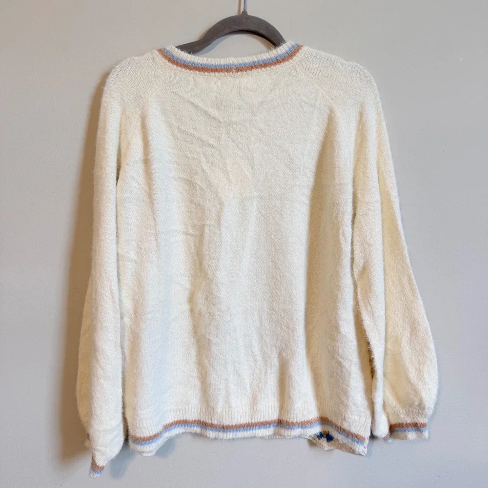 Umgee Crochet Granny Square Cardigan Sweater Womens Large Cream Boho Knit NWT - Picture 3 of 3